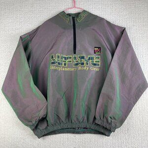VTG USA MADE Surf Style Windbreaker Jacket Men Reflective Pullover 1/4 Zip (read